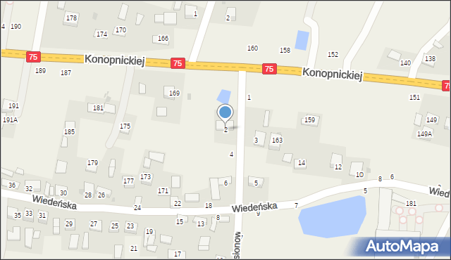 Jasień, Jesionowa, 2, mapa Jasień