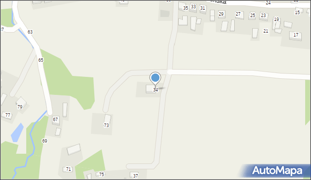 Jasień, Jesionowa, 34, mapa Jasień