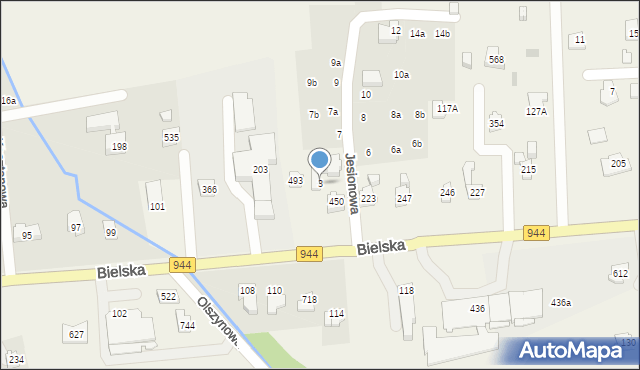 Jaworze, Jesionowa, 3, mapa Jaworze