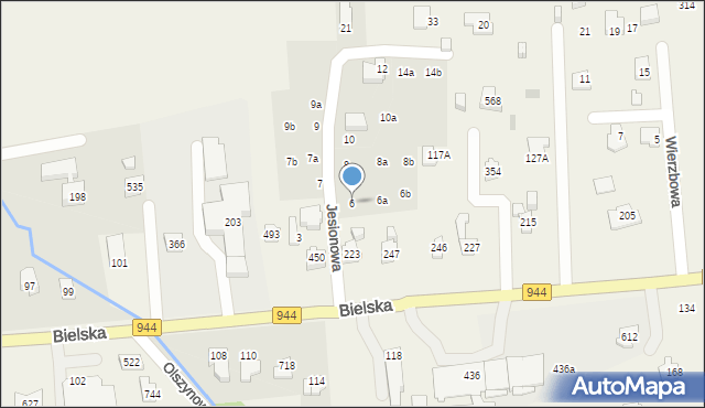 Jaworze, Jesionowa, 6, mapa Jaworze