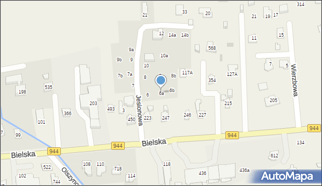 Jaworze, Jesionowa, 6a, mapa Jaworze