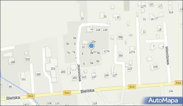 Jaworze, Jesionowa, 8a, mapa Jaworze