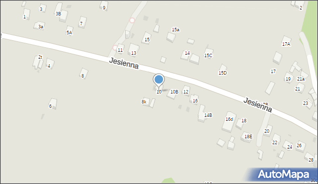 Jaworzno, Jesienna, 10, mapa Jaworzno