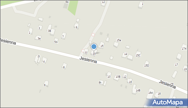 Jaworzno, Jesienna, 13, mapa Jaworzno