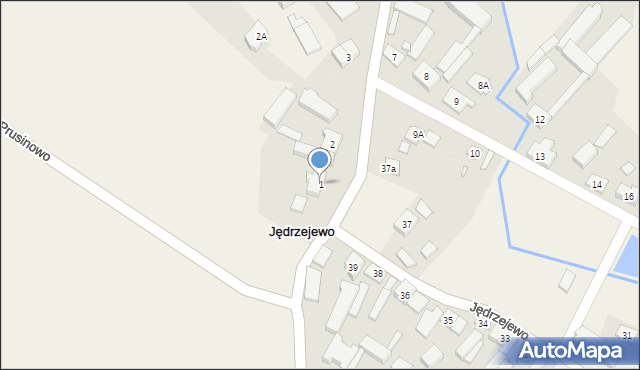 Jędrzejewo, Jędrzejewo, 1, mapa Jędrzejewo