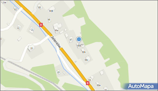 Jeleniów, Jeleniów, 68a, mapa Jeleniów