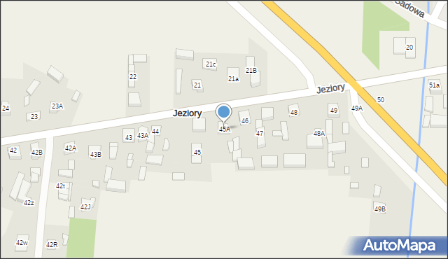 Jeziory, Jeziory, 45A, mapa Jeziory