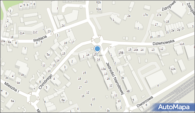 Kamień Pomorski, Jedności Narodowej, 14A, mapa Kamień Pomorski