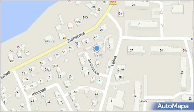 Kartuzy, Jesionowa, 4, mapa Kartuzy