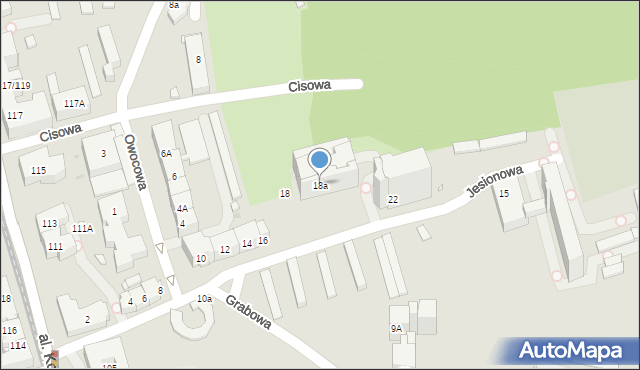 Katowice, Jesionowa, 18a, mapa Katowic