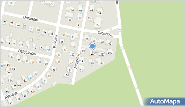 Katowice, Jerzyków, 19A, mapa Katowic