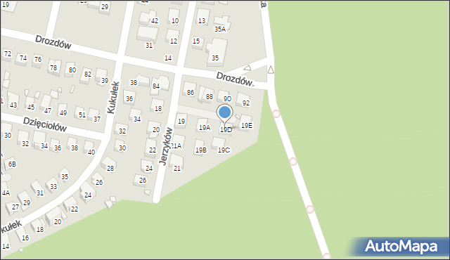 Katowice, Jerzyków, 19D, mapa Katowic