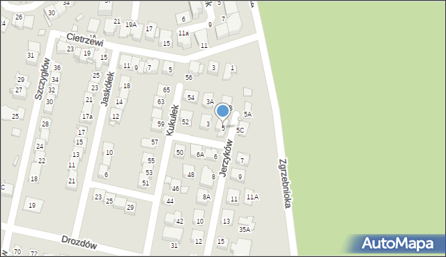 Katowice, Jerzyków, 5, mapa Katowic