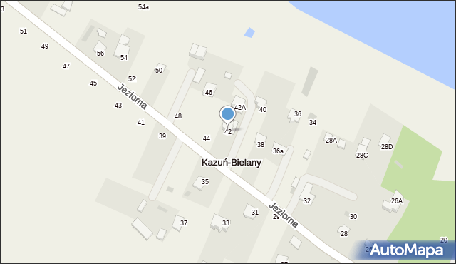 Kazuń-Bielany, Jeziorna, 42, mapa Kazuń-Bielany