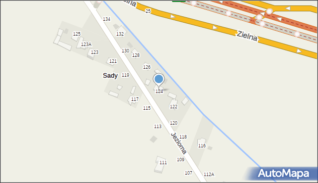 Kazuń Polski, Jeziorna, 124, mapa Kazuń Polski