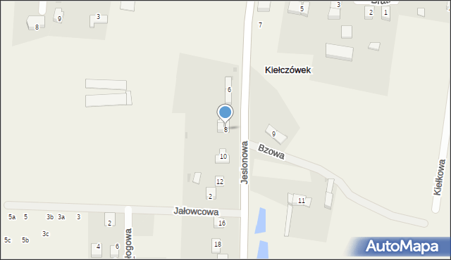 Kiełczówek, Jesionowa, 8, mapa Kiełczówek