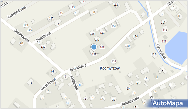 Kocmyrzów, Jesionowa, 139, mapa Kocmyrzów