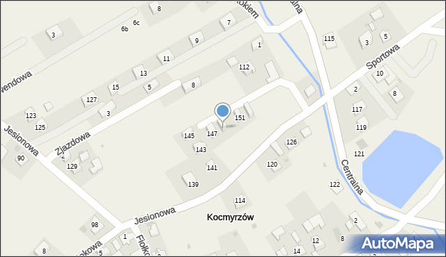Kocmyrzów, Jesionowa, 149, mapa Kocmyrzów