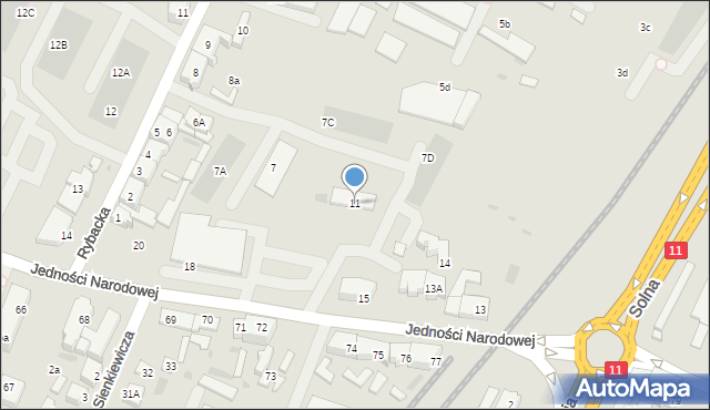 Kołobrzeg, Jedności Narodowej, 11, mapa Kołobrzegu