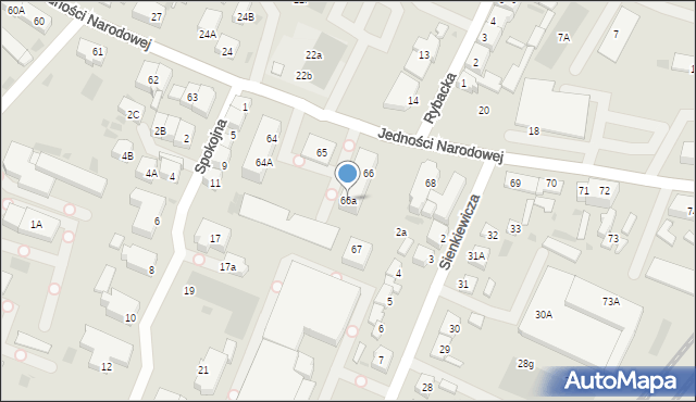 Kołobrzeg, Jedności Narodowej, 66a, mapa Kołobrzegu