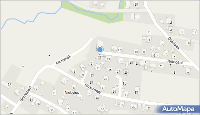 Korczyna, Jedności, 21, mapa Korczyna