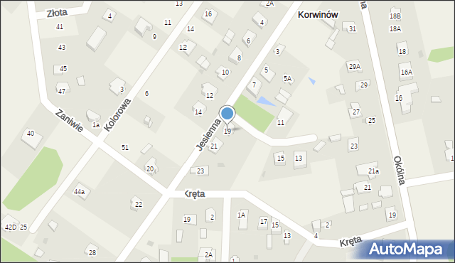 Korwinów, Jesienna, 19, mapa Korwinów