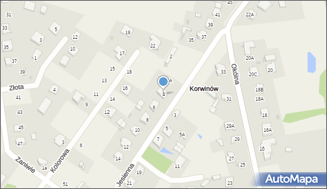 Korwinów, Jesienna, 4, mapa Korwinów