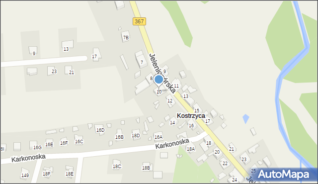 Kostrzyca, Jeleniogórska, 10, mapa Kostrzyca