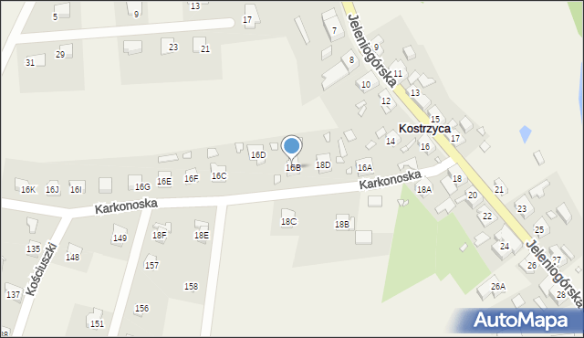 Kostrzyca, Jeleniogórska, 16B, mapa Kostrzyca