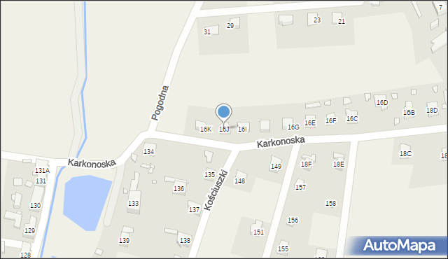 Kostrzyca, Jeleniogórska, 16J, mapa Kostrzyca