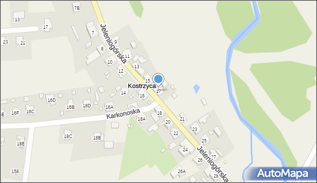 Kostrzyca, Jeleniogórska, 17, mapa Kostrzyca