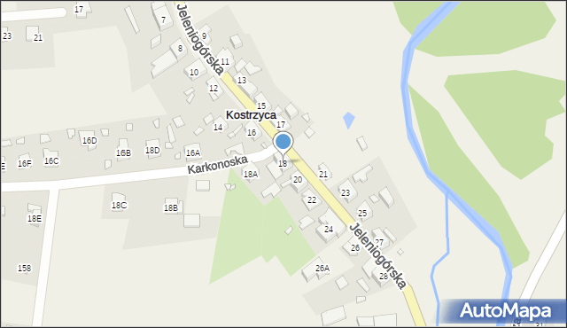 Kostrzyca, Jeleniogórska, 18, mapa Kostrzyca