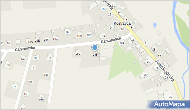 Kostrzyca, Jeleniogórska, 18B, mapa Kostrzyca