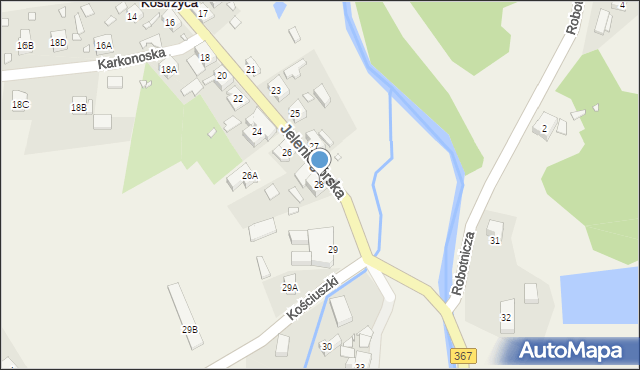 Kostrzyca, Jeleniogórska, 28, mapa Kostrzyca