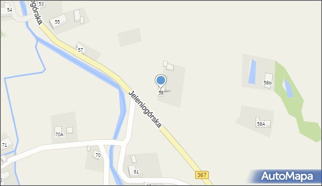 Kostrzyca, Jeleniogórska, 58, mapa Kostrzyca