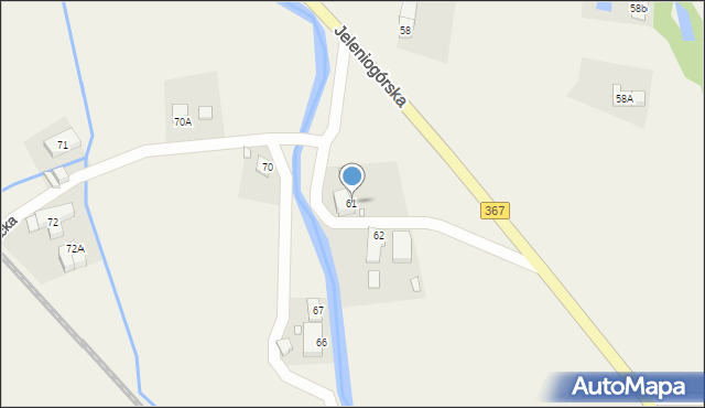 Kostrzyca, Jeleniogórska, 61, mapa Kostrzyca