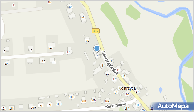 Kostrzyca, Jeleniogórska, 7, mapa Kostrzyca