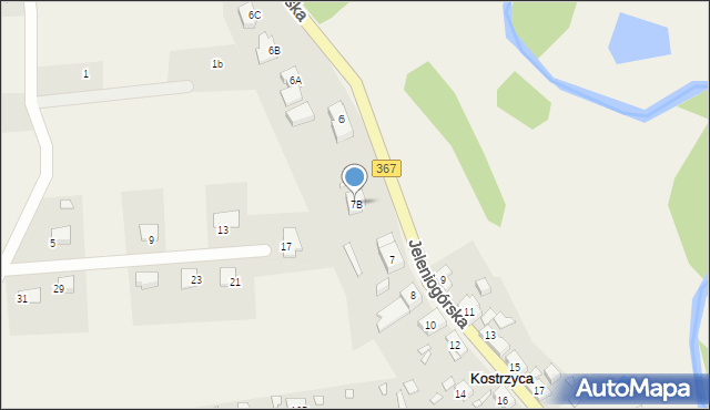 Kostrzyca, Jeleniogórska, 7B, mapa Kostrzyca