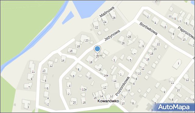 Kowanówko, Jeżynowa, 20, mapa Kowanówko