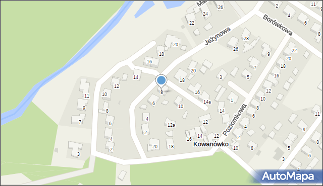 Kowanówko, Jeżynowa, 8, mapa Kowanówko