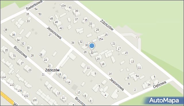 Kozienice, Jesionowa, 22, mapa Kozienice