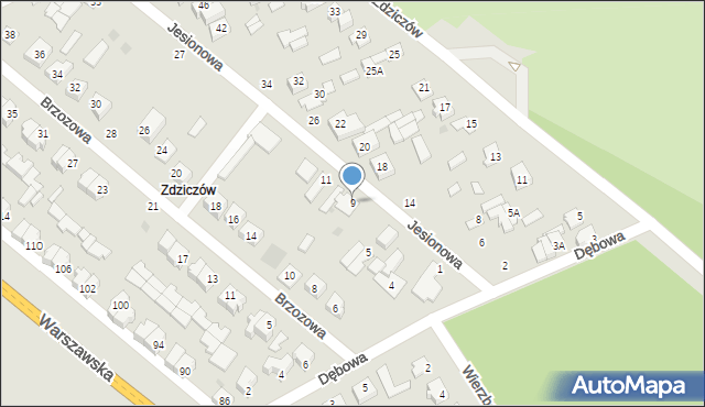 Kozienice, Jesionowa, 9, mapa Kozienice