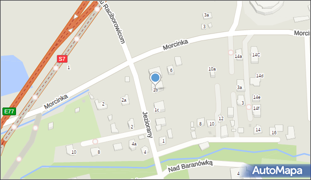 Kraków, Jeziorany, 1b, mapa Krakowa