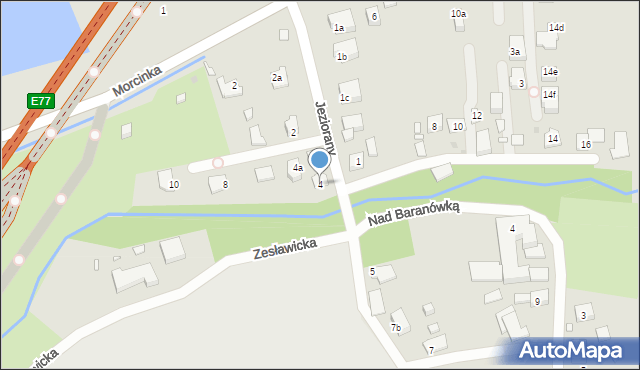 Kraków, Jeziorany, 4, mapa Krakowa