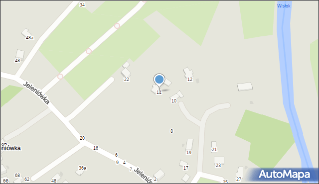 Krosno, Jeleniówka, 14, mapa Krosna