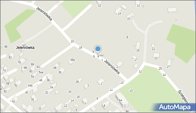 Krosno, Jeleniówka, 4, mapa Krosna