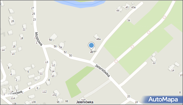 Krosno, Jeleniówka, 48, mapa Krosna