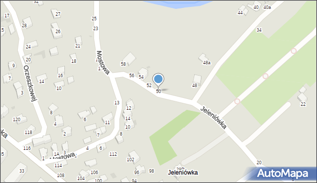 Krosno, Jeleniówka, 50, mapa Krosna