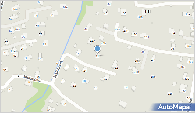 Krosno, Jesionowa, 21, mapa Krosna