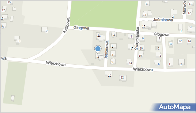 Kruszyn, Jesionowa, 2, mapa Kruszyn